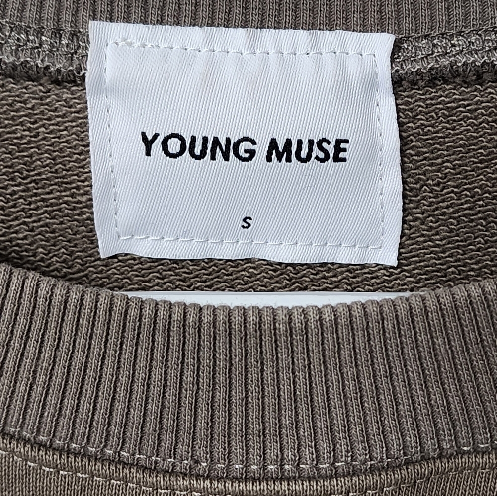 Young Muse Logo French Terry Crewneck Sweatshirt in Graphite - Picture 7 of 8